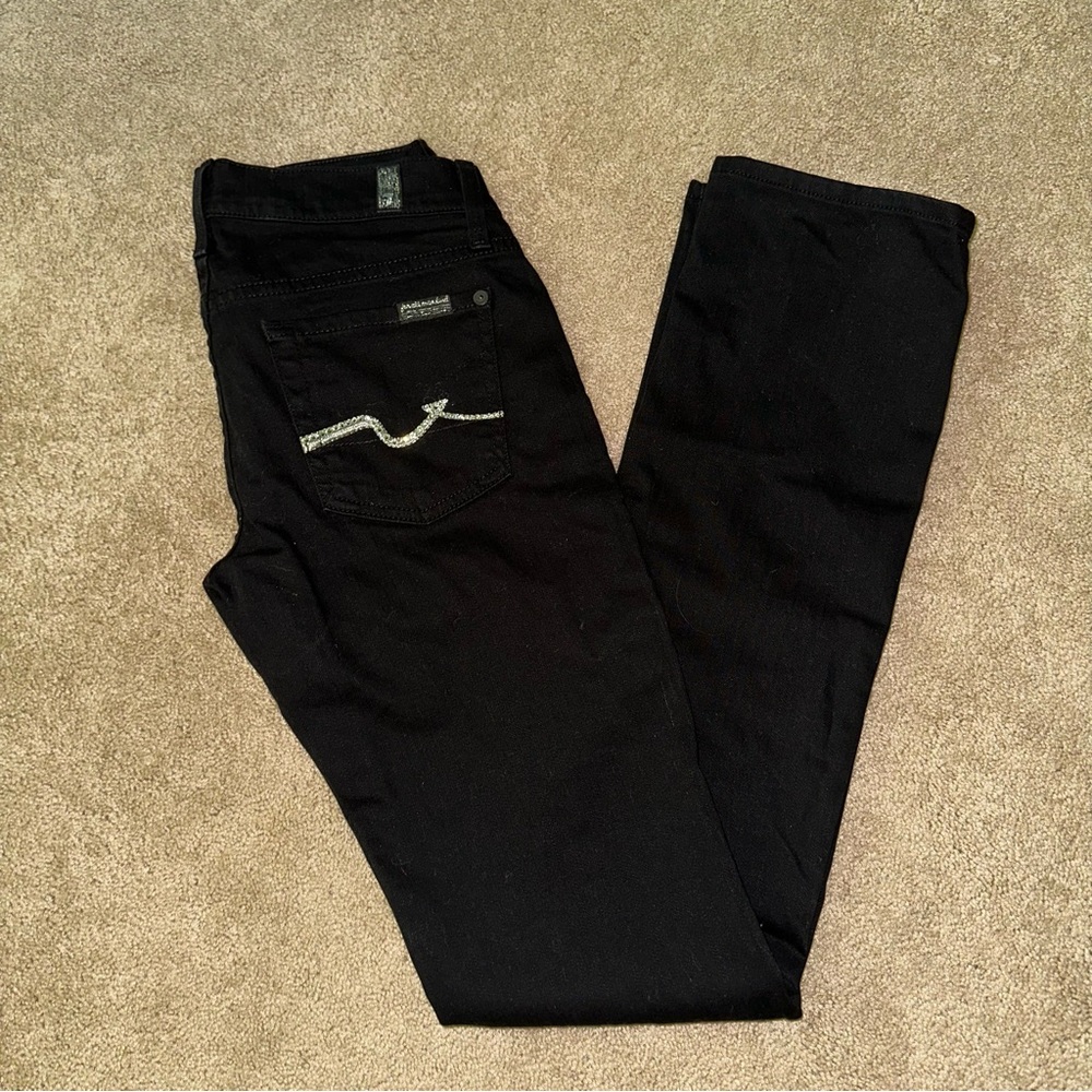7 For All Mankind black straight jeans NWOT